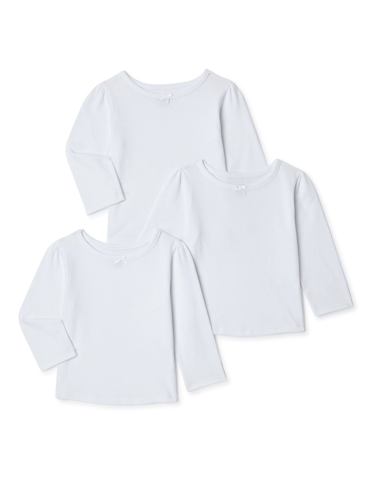 Garanimals Baby and Toddler Girl Long Sleeve Tops, 3-Pack, Sizes 12M-5T
