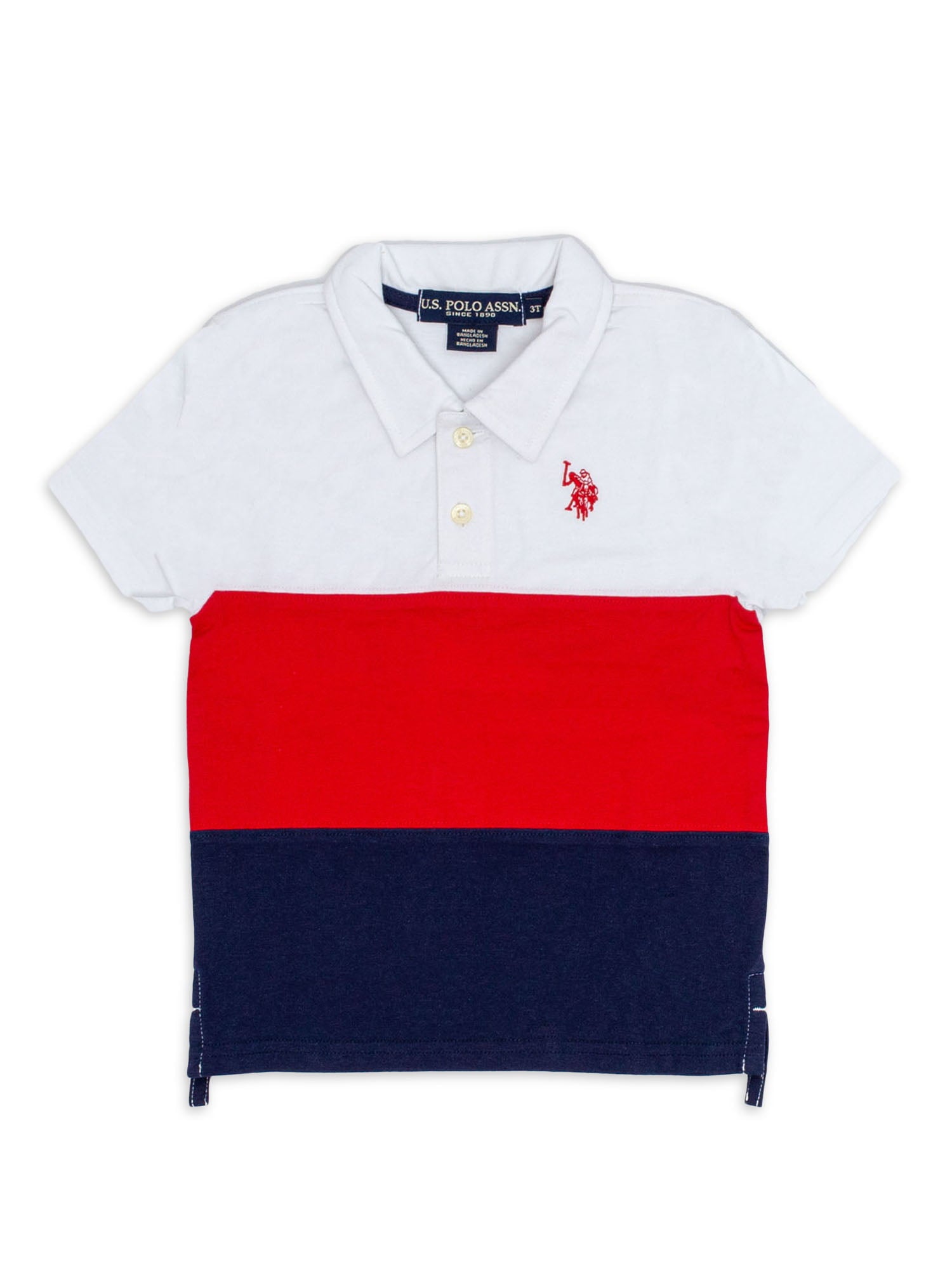 U.S. Polo Assn. Color Block Men Polo Neck White, Navy Blue T-shirt