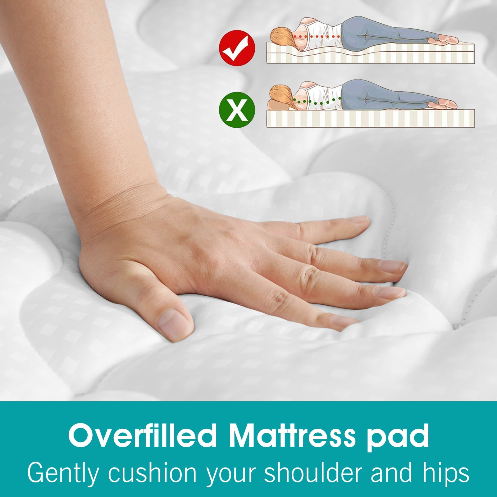 INGALIK Queen Mattress Topper, Extra Thick Cooling Mattress Pad