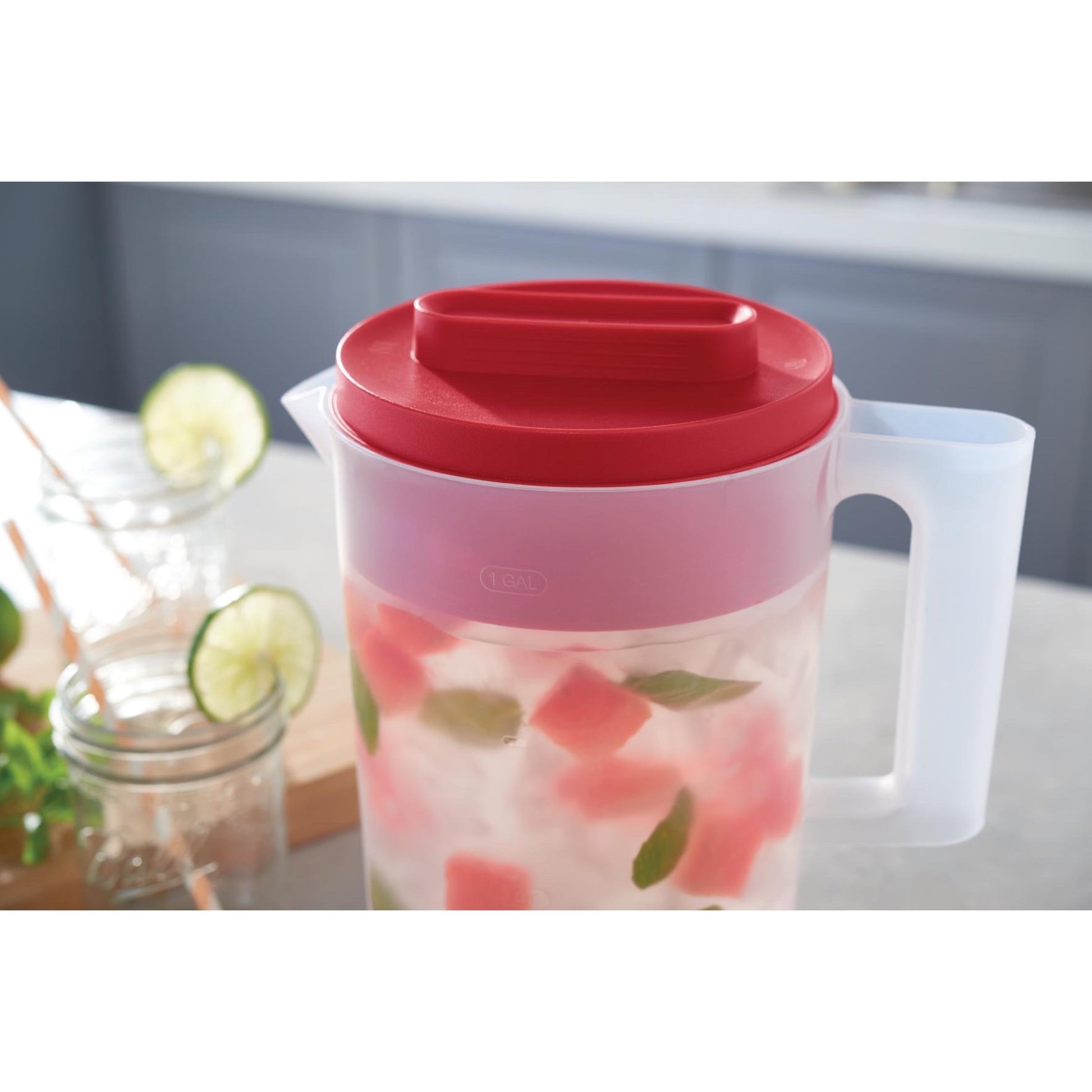 Rubbermaid 2 Qt. Simply Pour Plastic Pitcher with Multi-Function Lid