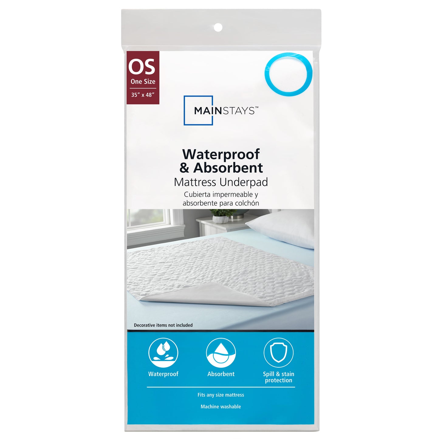 Mainstays Waterproof and Absorbent Mattress Underpad, One size, Size: 35 inch x 48 inch