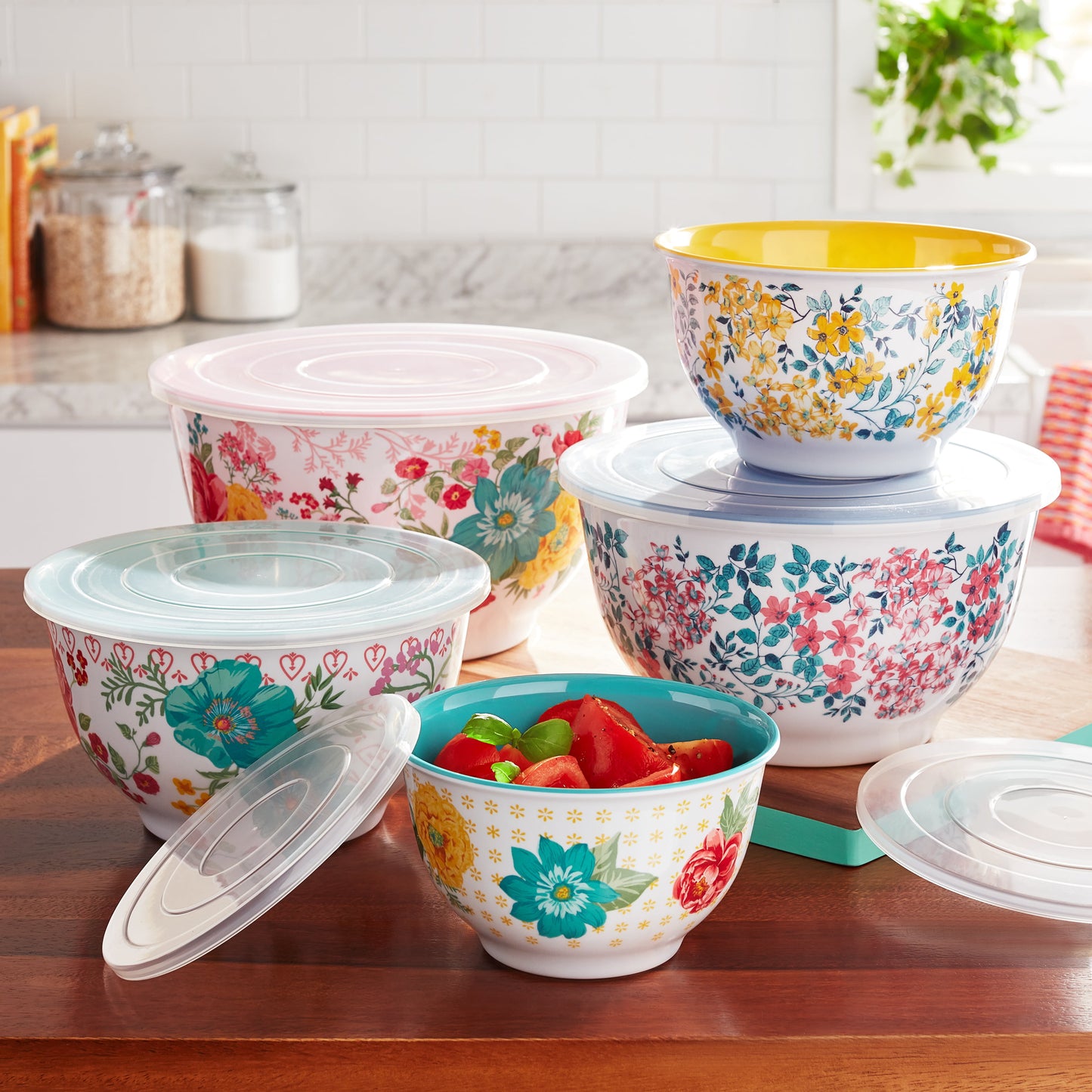 The Pioneer Woman Melamine Mixing Bowl Set, 10 Pieces, Heritage Floral