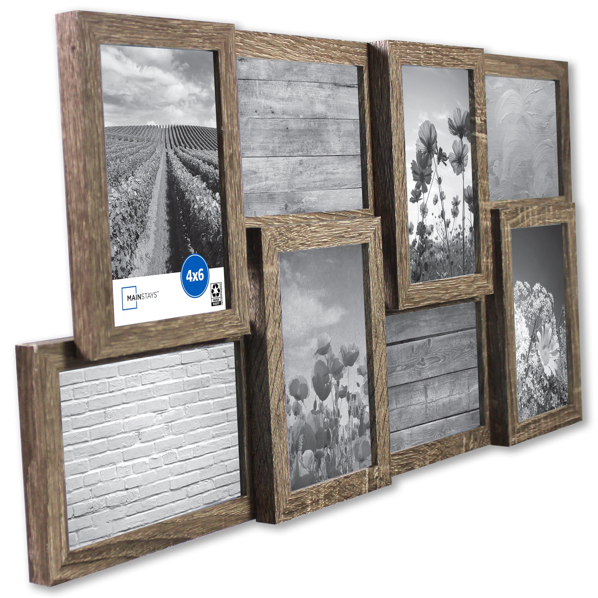 Mainstays Farmhouse 4x6 Family Collage Picture Frame, Holds 4 Photos,  Gray 