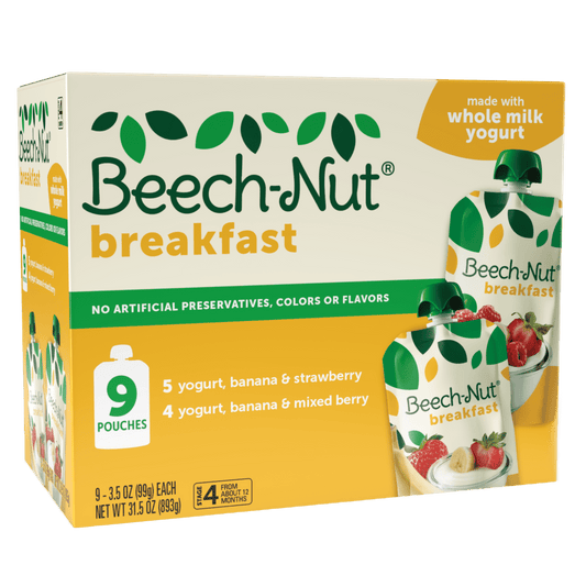 (9 Pack) Beech-Nut Breakfast Stage 4, Variety Pack Baby Food, 3.5 oz Pouch